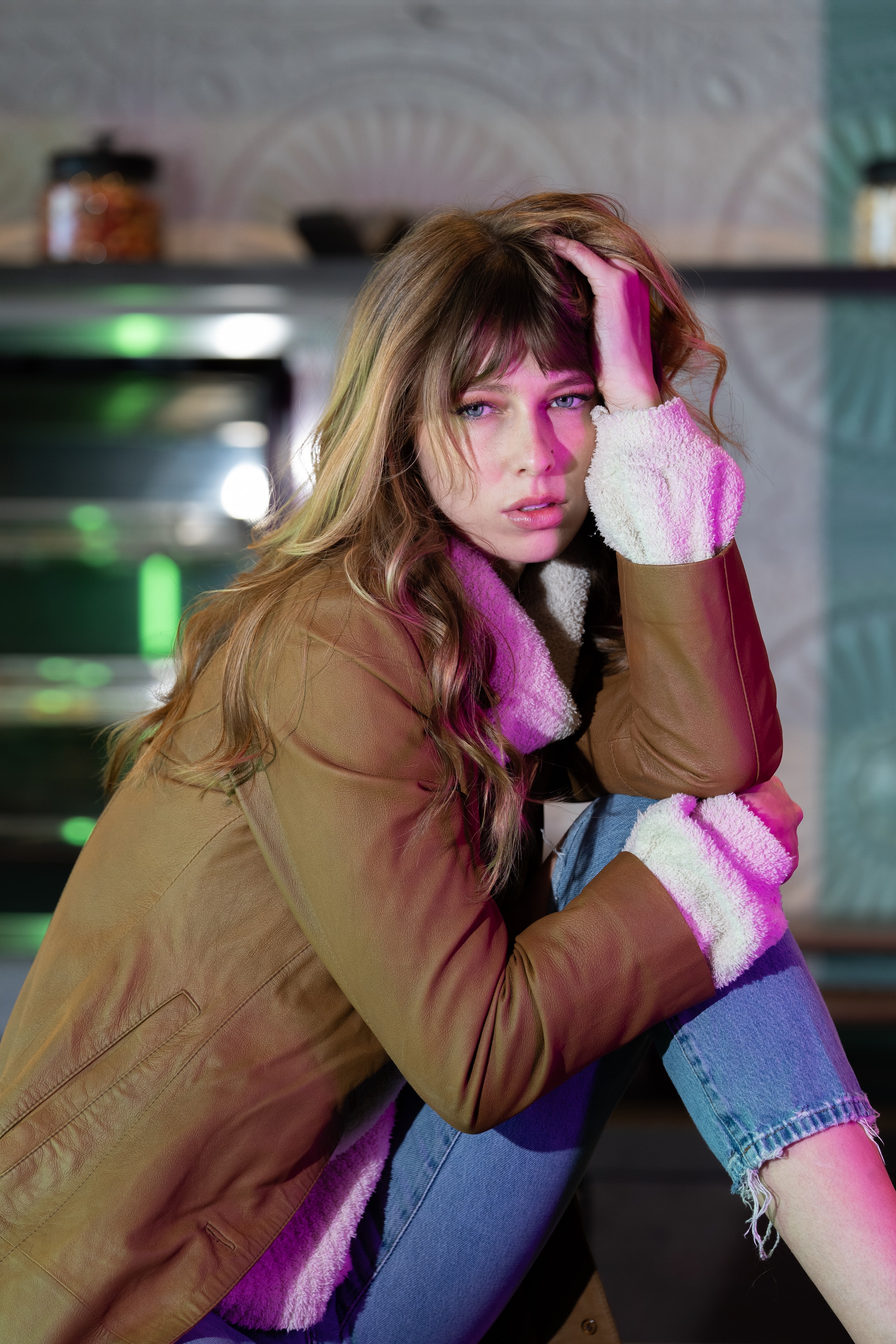 Portrait — magenta light